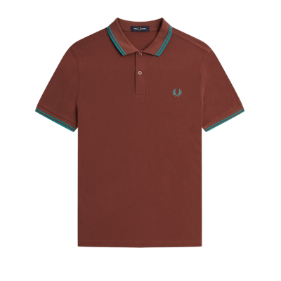 Fred Perry - Twin Tipped Poloshirt - Whisky Brown/ Deep Mint afbeelding