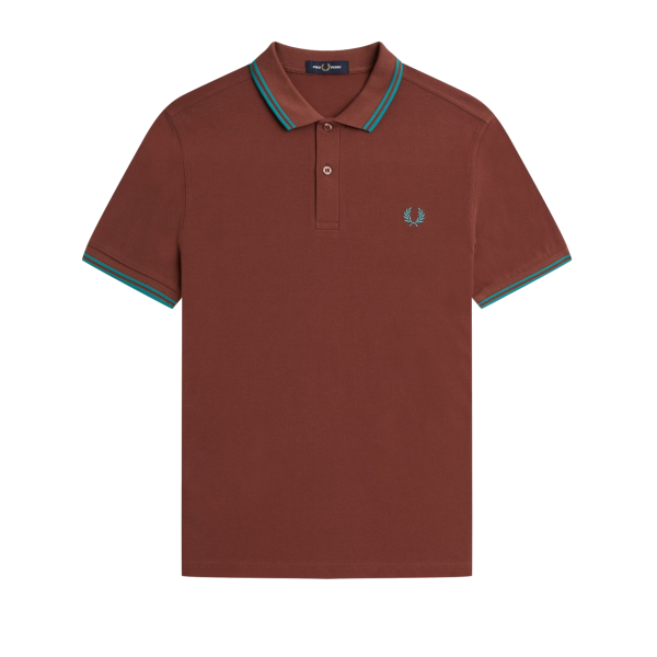 Fred Perry - Twin Tipped Poloshirt - Whisky Brown/ Deep Mint