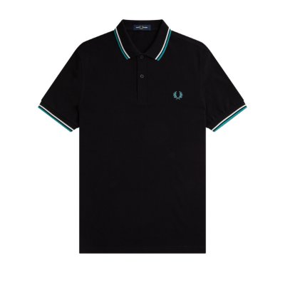 Fred Perry - Twin Tipped Poloshirt - Zwart/ Ecru/ Deep Mint afbeelding