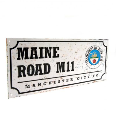 Manchester City Retro Straatbord - Wit (40cm x 18cm) afbeelding