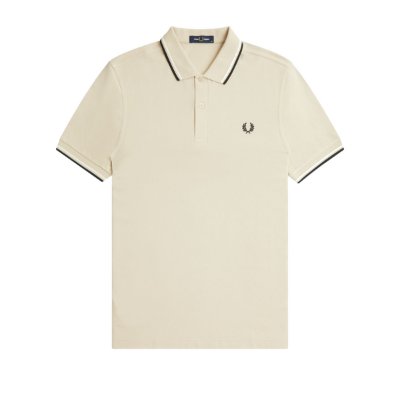 Fred Perry - Twin Tipped Poloshirt - Oatmeal/ Ecru/ Black afbeelding