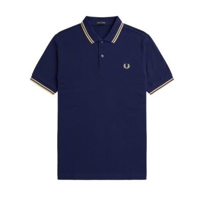 Fred Perry - Twin Tipped Poloshirt - French Navy/ Ice Cream afbeelding