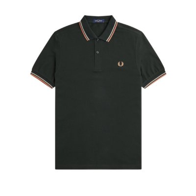 Fred Perry - Twin Tipped Poloshirt - Night Green/ Warm Grey/ Light Rus afbeelding