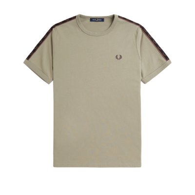 Fred Perry - Contrast Tape Ringer T-Shirt - Warm Grey afbeelding