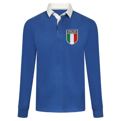 Rugby Vintage - Italië Retro Rugby Shirt 1970's - Blauw afbeelding