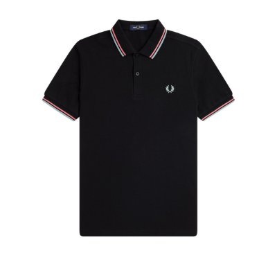 Fred Perry - Twin Tipped Poloshirt - Zwart/ Roze/ Blauw afbeelding