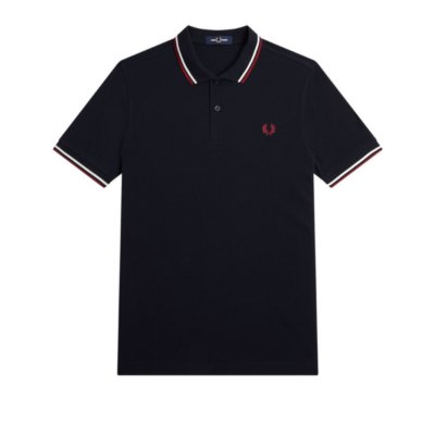 Fred Perry - Twin Tipped Polo - Navy/ Snow White/ Burnt Red afbeelding