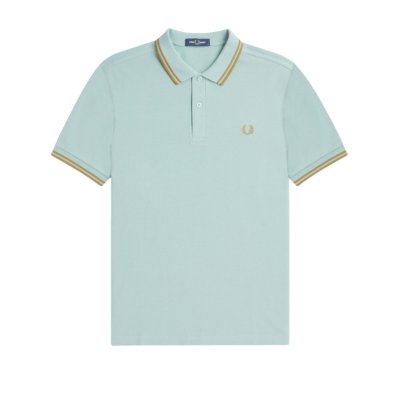 Fred Perry - Twin Tipped Poloshirt - Silver Blue/ Dark Caramel afbeelding