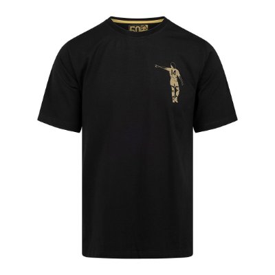 Cruyff - Dos Rayas Print T-Shirt - Zwart/ Goud afbeelding