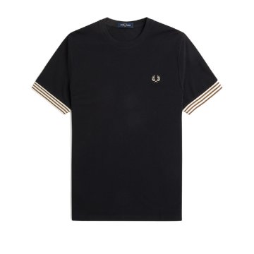 Fred Perry - Striped Cuff T-Shirt - Zwart Fred Perry - Striped Cuff T-Shirt - Zwart