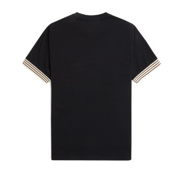 Fred Perry - Striped Cuff T-Shirt - Zwart Fred Perry - Striped Cuff T-Shirt - Zwart