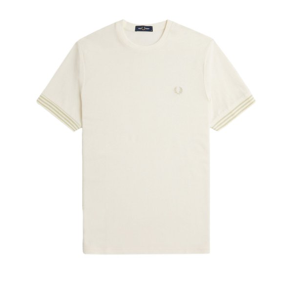 Fred Perry - Striped Cuff T-Shirt - Ecru