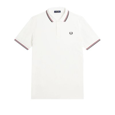 Fred Perry - Twin Tipped Polo Shirt - Snow White/ Burnt Red/ Navy afbeelding