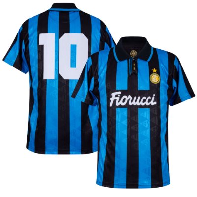 F.C. Internazionale Retro Voetbalshirt 1993-1994 + Nummer 10 (Bergkamp afbeelding