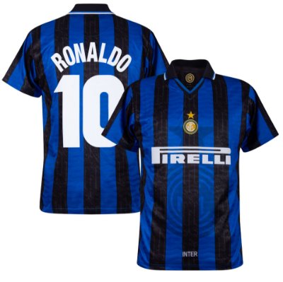 F.C. Internazionale Retro Voetbalshirt 1997-1998 + Ronaldo 10 afbeelding