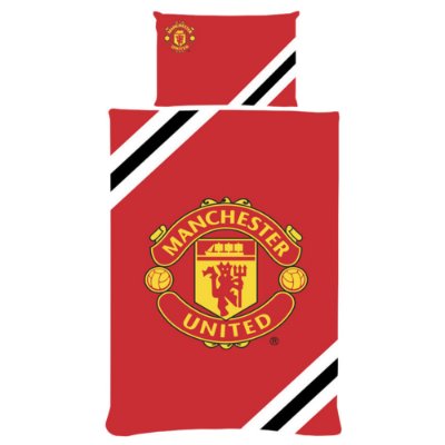 Manchester United Stripe Dekbedovertrek & Kussensloop (1 Persoon) - Om afbeelding