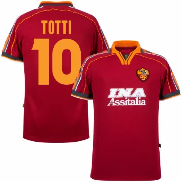 AS Roma Retro Football Shirt 1998-1999 + Totti 10 AS Roma Retro Football Shirt 1998-1999 + Totti 10