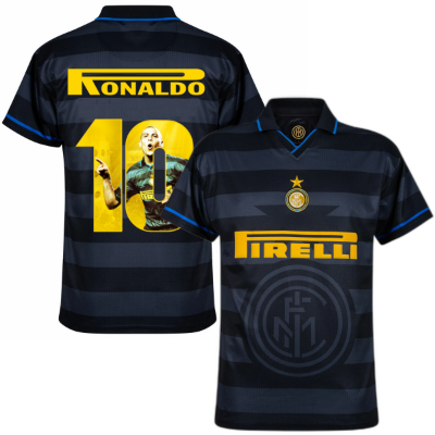 F.C. Internazionale Retro Shirt Uit 1997-1998 + Ronaldo 10 (Photo Styl afbeelding