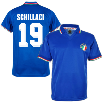 Italie retro voetbalshirt WK 1990 + Schillaci 19 afbeelding