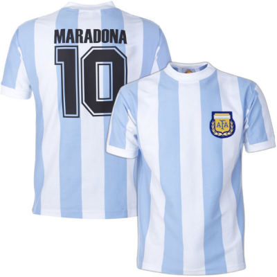 Argentinië Retro Voetbalshirt WK 1986 + Maradona 10 afbeelding