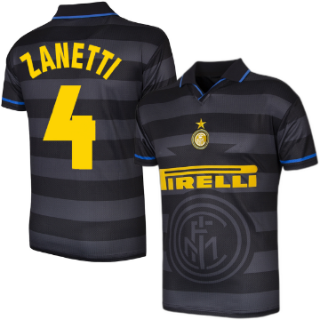 Internazionale Retro Football Shirt Away 1997-1998 + Zanetti 4 Internazionale Retro Football Shirt Away 1997-1998 + Zanetti 4