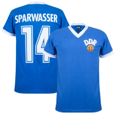 DDR Retro Voetbalshirt WK 1974 + Sparwasser 14 afbeelding