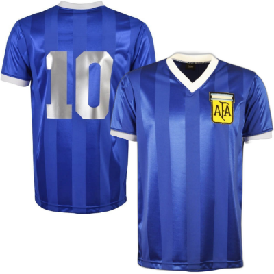 Argentinië Retro Shirt Uit WK 1986 + Nummer 10 (Maradona) afbeelding