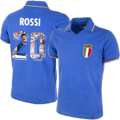 Italië retro voetbalshirt WK 1982 + Rossi 20 (Photo Style) afbeelding
