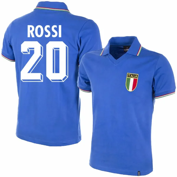 Afbeeldingen van Italië retro voetbalshirt WK 1982 + Rossi 20
