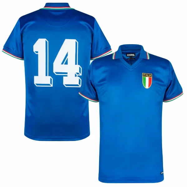 Afbeeldingen van Italie retro voetbalshirt WK 1982 + Nummer 14