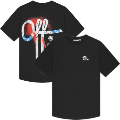 Off The Pitch - Ornament Slim Fit T-Shirt - Zwart afbeelding