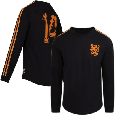 Cruyff - Holland Retro Voetbalshirt WK 1974 + Nummer 14 (Lange Mouwen) afbeelding