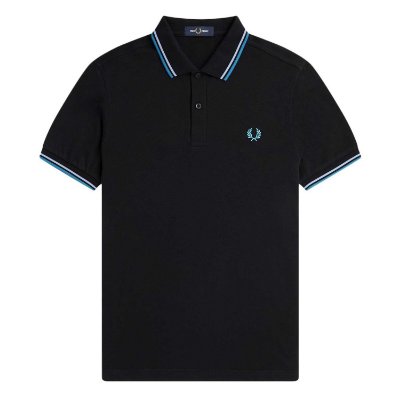 Fred Perry - Twin Tipped Polo Shirt - Black/ Light Smoke/ Ocean Blue afbeelding