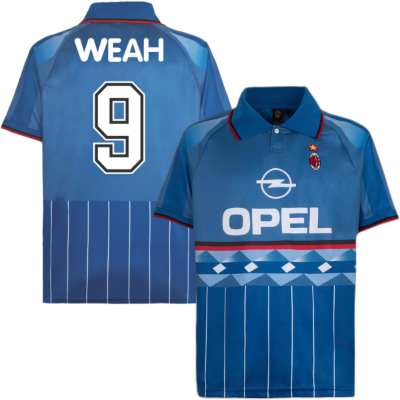 AC Milan 4e Retro Voetbalshirt 1995-1996 + Weah 9 afbeelding