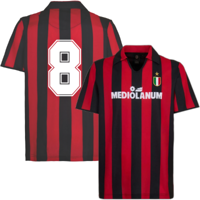 AC Milan Retro Voetbalshirt 1988-1989 + Nummer 8 afbeelding