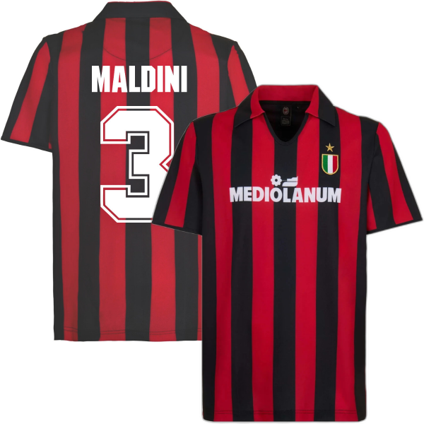 AC Milan Retro Voetbalshirt 1988-1989 + Maldini 3
