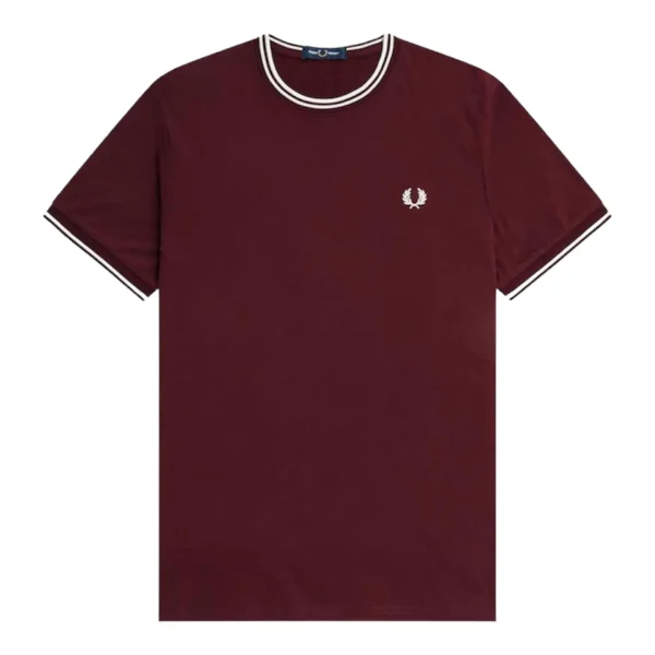Afbeeldingen van Fred Perry - Twin Tipped T-Shirt - Oxblood/ Ecru