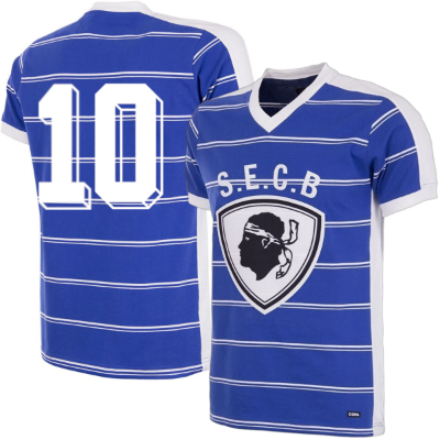 SC Bastia Retro Voetbalshirt 1981-1982 + Nummer 10 (Claude Papi) afbeelding