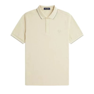 Fred Perry - Twin Tipped Poloshirt - Oatmeal/ Snow White/ Warm Grey afbeelding