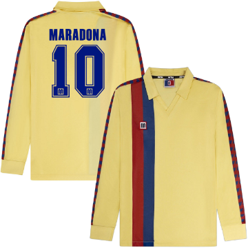 Meyba - Barcelona Football Shirt Away 1981-1985 (Long Sleeve) + Maradona 10 Meyba - Barcelona Football Shirt Away 1981-1985 (Long Sleeve) + Maradona 10