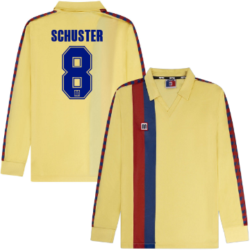 Meyba - Barcelona Football Shirt Away 1981-1985 (Long Sleeve) + Schuster 8 Meyba - Barcelona Football Shirt Away 1981-1985 (Long Sleeve) + Schuster 8
