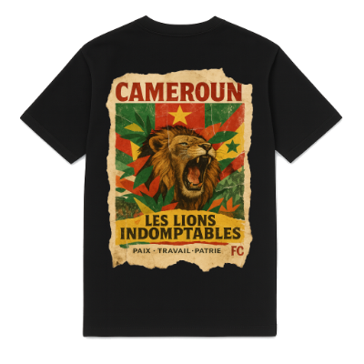 FC ELEVEN - Kameroen Les Lions Indomptables Heavy T-Shirt - Zwart afbeelding