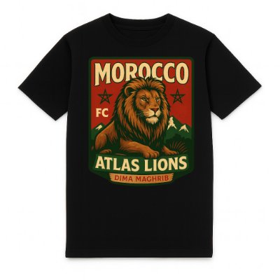 FC ELEVEN - Marokko Atlas Lions Heavy T-Shirt - Zwart afbeelding