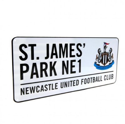 Newcastle United Straatbord - Wit (40cm x 18cm)