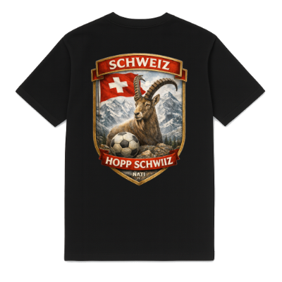 FC ELEVEN - Zwitserland Hopp Schwiiz Heavy T-Shirt - Zwart
