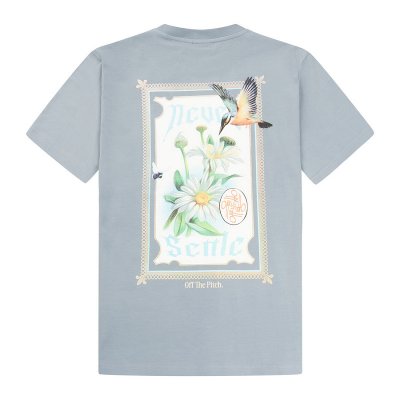 Off The Pitch – Never Settle Regular Fit T-Shirt – Grijsblauw