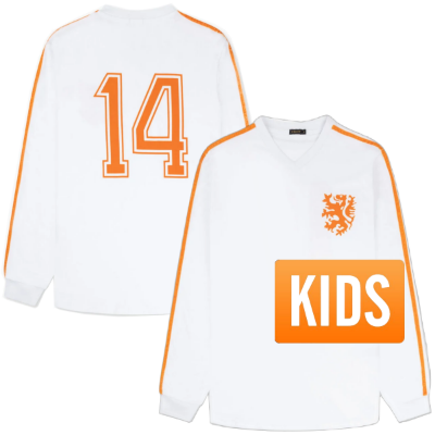 Cruyff - Holland Retro Uitshirt WK 1974 + Nummer 14 - Kinderen (Lange