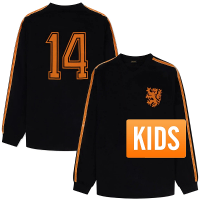 Cruyff - Holland Retro Shirt WK 1974 + Nummer 14 - Kinderen (Lange Mou