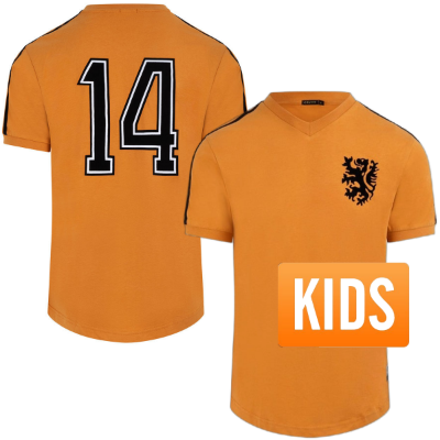 Cruyff - Holland Retro Shirt WK 1974 + Nummer 14 - Kinderen