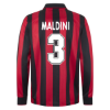 AC Milan Retro Football Shirt 1995-1996 (Long Sleeve) + Maldini 3